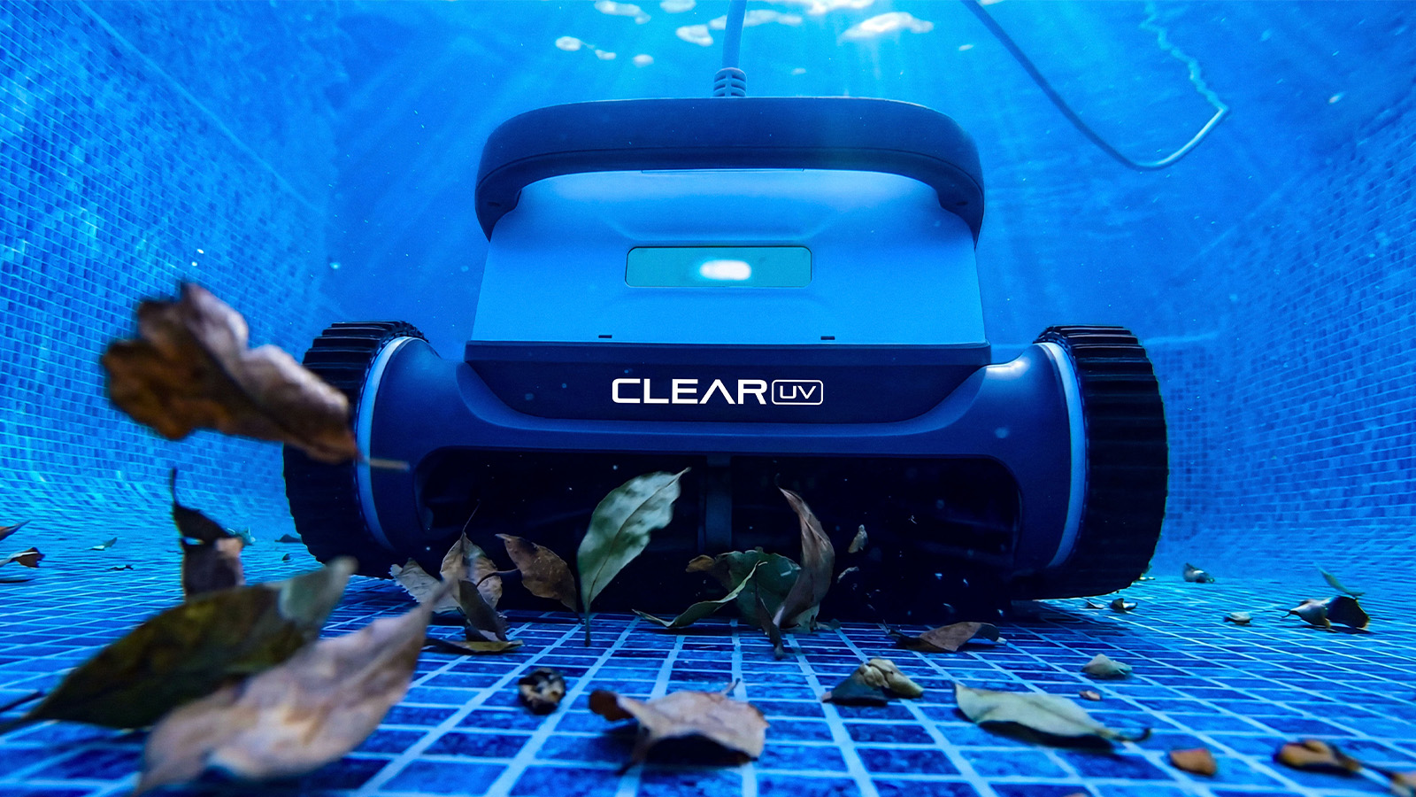 Clear UV clearing leaves near tile