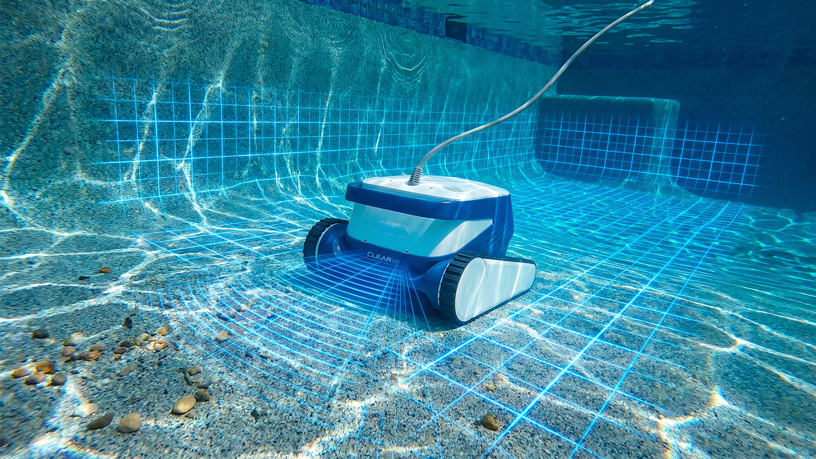 Clear UV navigating the pool