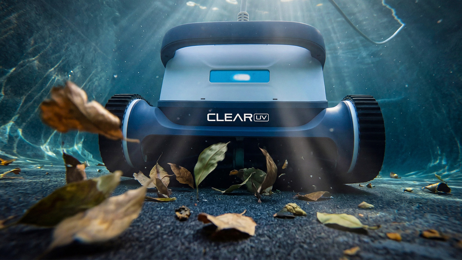 Clear vacuuming leaves from the pool floor