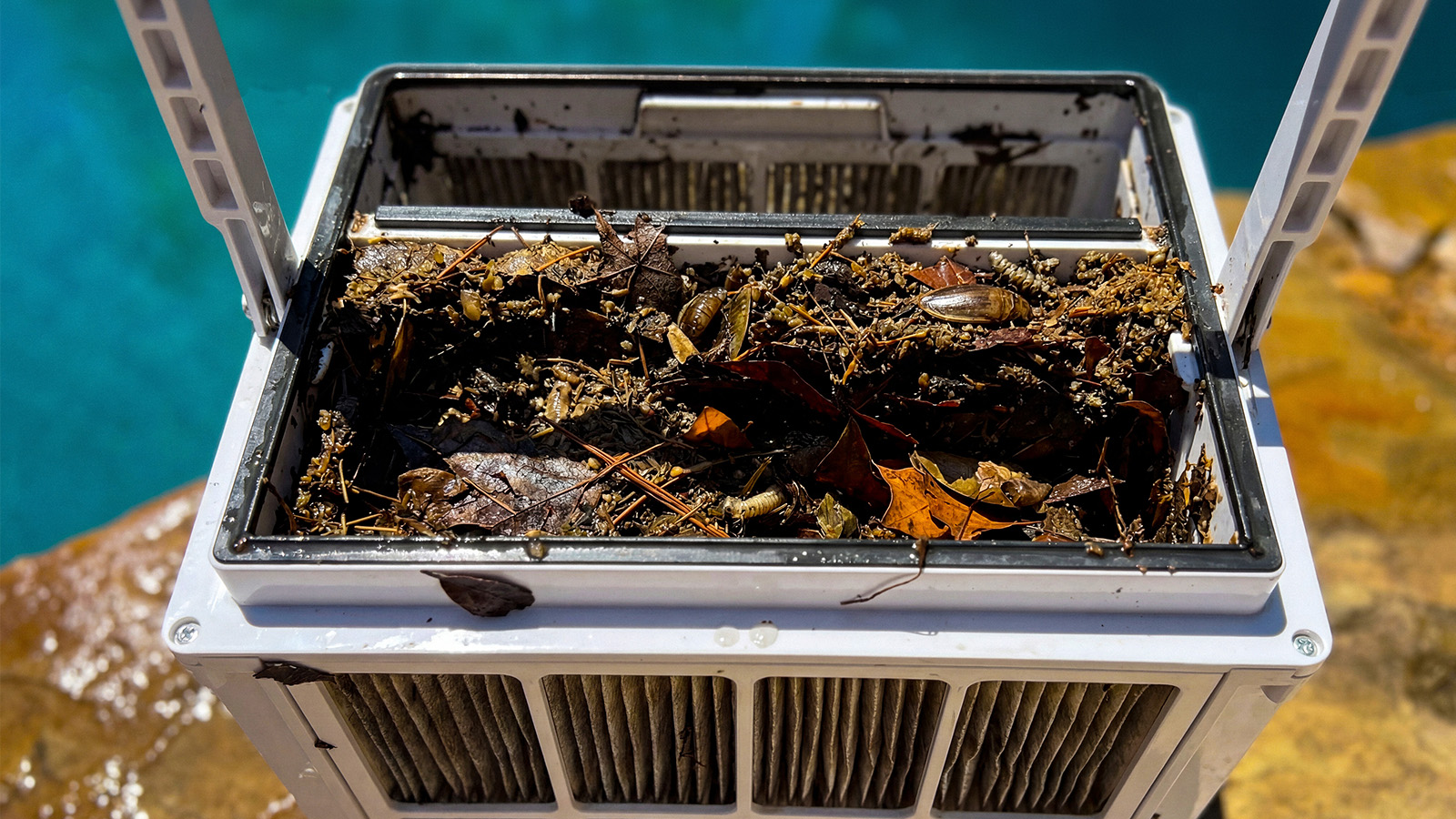 UltraBin filled with captured debris